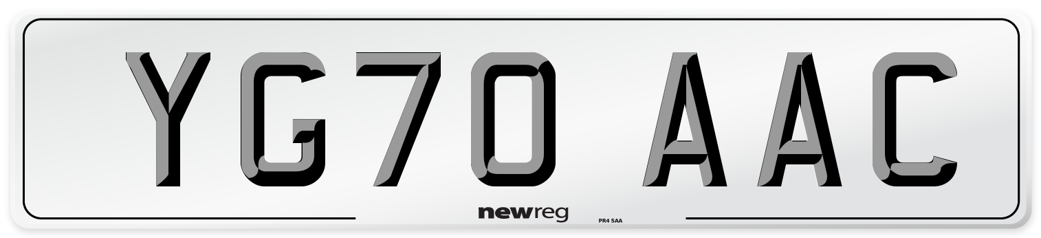 YG70 AAC Number Plate from New Reg